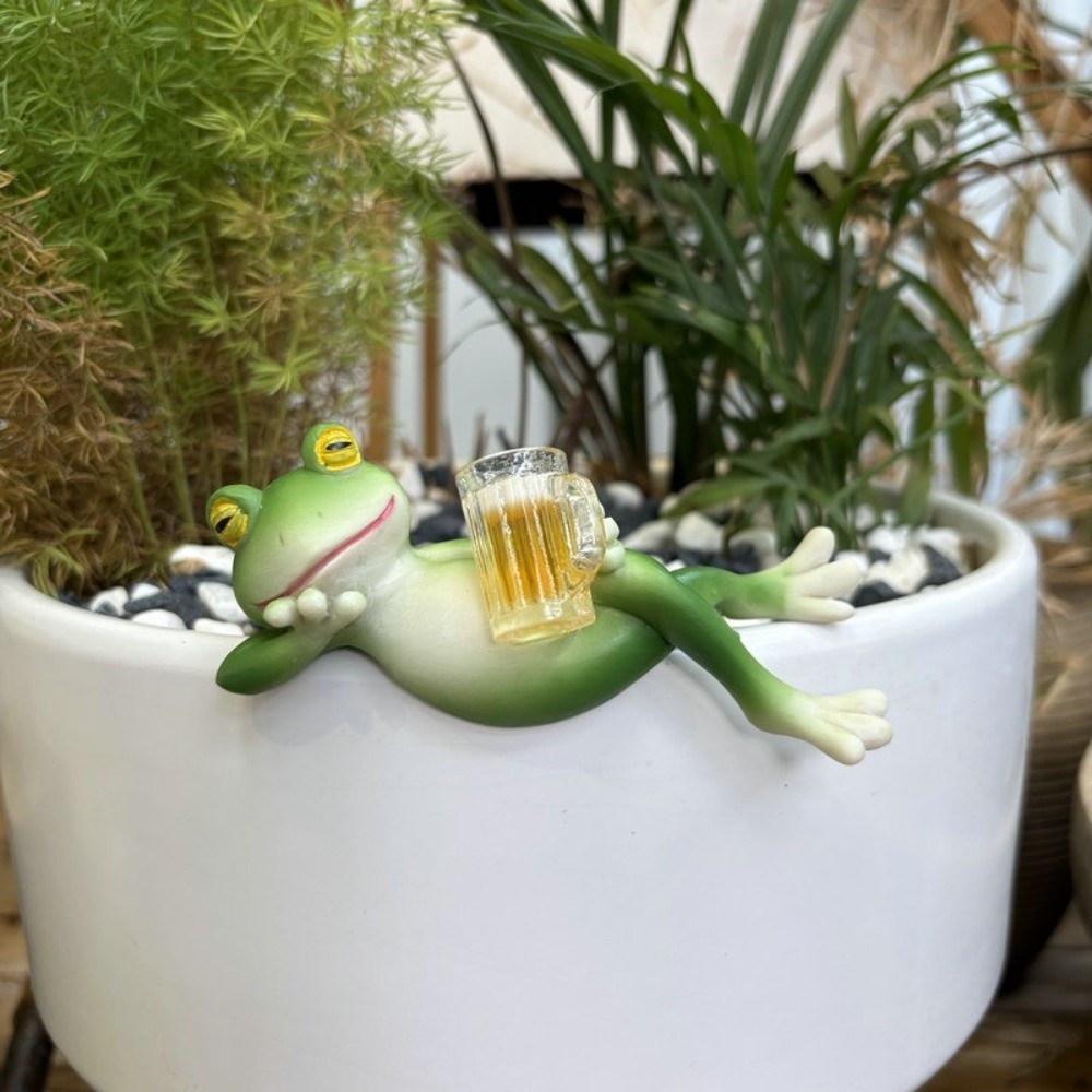 Aquarium Fish Farm - Hanging Flower Pot Edge Frog Decorative
