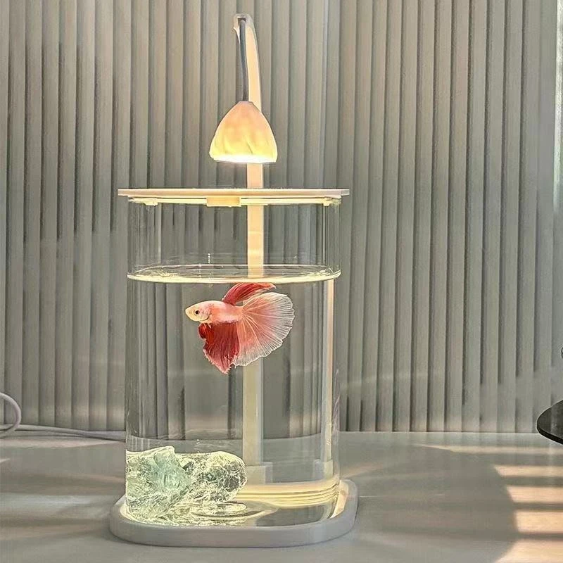 Aquarium Fish Betta - Glass Mini Fish Tank with Ice