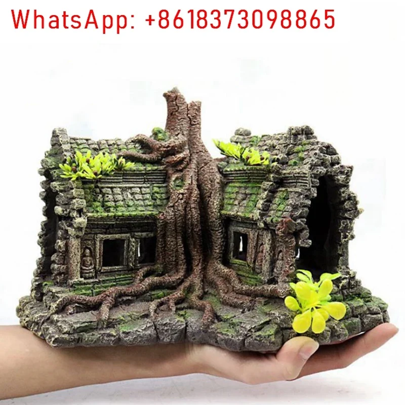 Aquarium Fish House - Resin Tree House Wooden Aquarium Beautification